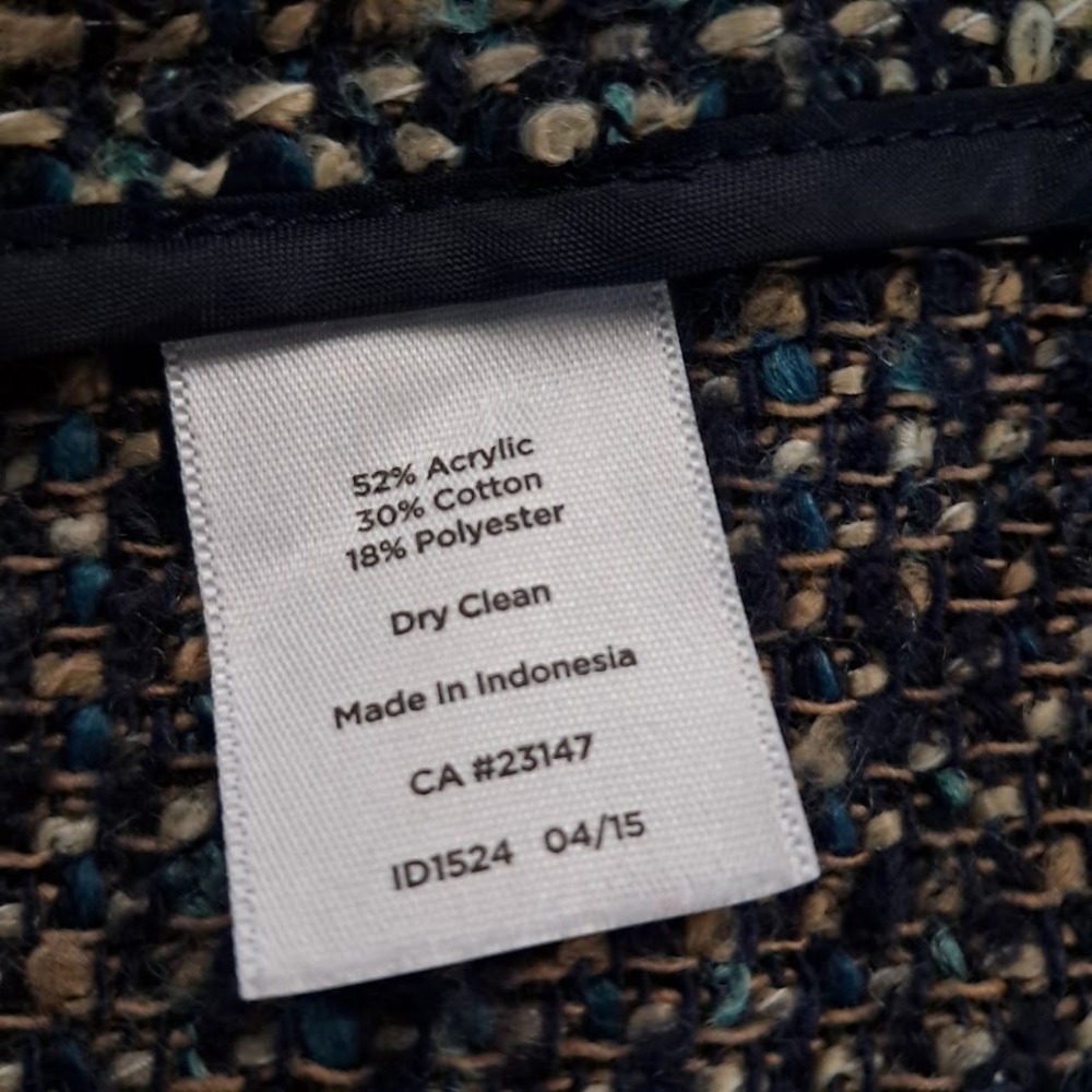 TALBOTS 16 Italian Boucle‎ Tweed Collarless Swing Coat Blue Grey Multi Pockets - Picture 7 of 7